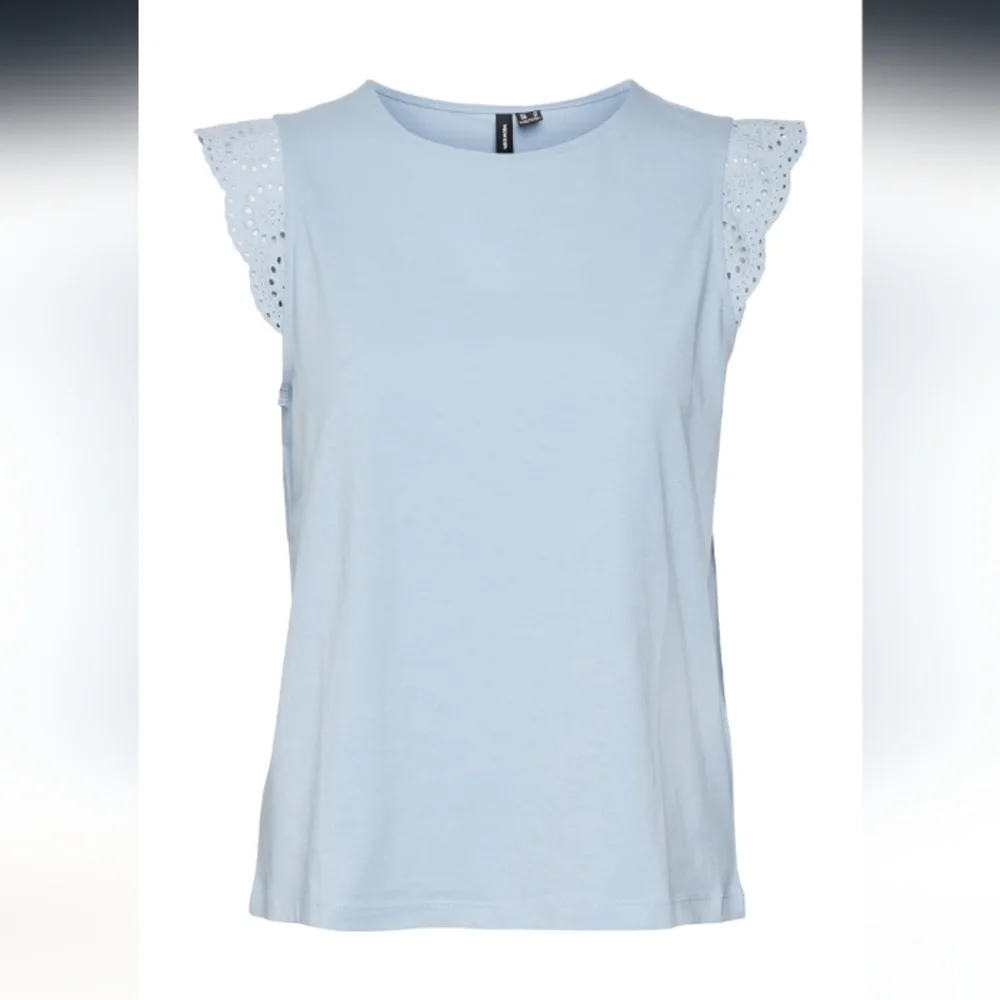 NWOT Ruffle Blue Top Medium - Picture 2 of 7